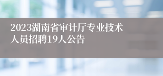 2023湖南省审计厅专业技术人员招聘19人公告　　