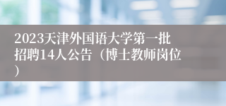 2023天津外国语大学第一批招聘14人公告（博士教师岗位）