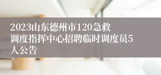 2023山东德州市120急救调度指挥中心招聘临时调度员5人公告