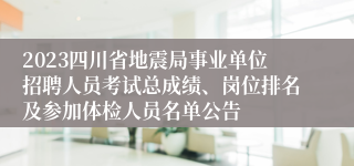 2023四川省地震局事业单位招聘人员考试总成绩、岗位排名及参加体检人员名单公告