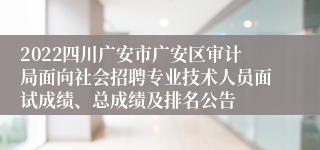 2022四川广安市广安区审计局面向社会招聘专业技术人员面试成绩、总成绩及排名公告