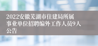 2022安徽芜湖市住建局所属事业单位招聘编外工作人员9人公告