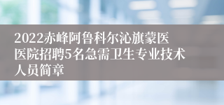 2022赤峰阿鲁科尔沁旗蒙医医院招聘5名急需卫生专业技术人员简章