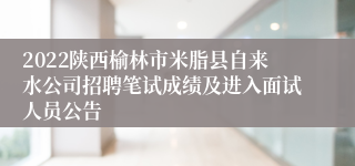 2022陕西榆林市米脂县自来水公司招聘笔试成绩及进入面试人员公告