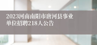 2023河南南阳市唐河县事业单位招聘218人公告