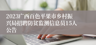 2023广西百色平果市乡村振兴局招聘防贫监测信息员15人公告