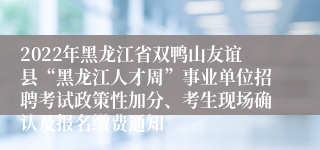 2022年黑龙江省双鸭山友谊县“黑龙江人才周”事业单位招聘考试政策性加分、考生现场确认及报名缴费通知