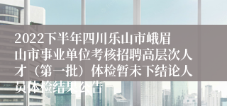 2022下半年四川乐山市峨眉山市事业单位考核招聘高层次人才（第一批）体检暂未下结论人员体检结果公告