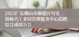 2023广东佛山市顺德区均安镇畅兴工业园管理服务中心招聘综合成绩公告