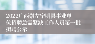 2022广西崇左宁明县事业单位招聘急需紧缺工作人员第一批拟聘公示