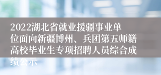 2022湖北省就业援疆事业单位面向新疆博州、兵团第五师籍高校毕业生专项招聘人员综合成绩公示