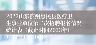 2022山东滨州惠民县医疗卫生事业单位第二次招聘报名情况统计表（截止时间2023年1月11日16：00）