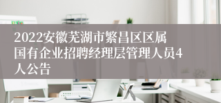 2022安徽芜湖市繁昌区区属国有企业招聘经理层管理人员4人公告