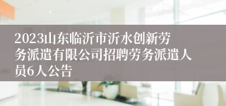 2023山东临沂市沂水创新劳务派遣有限公司招聘劳务派遣人员6人公告