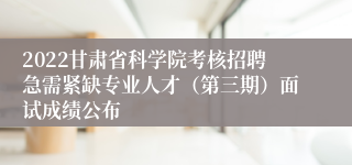 2022甘肃省科学院考核招聘急需紧缺专业人才（第三期）面试成绩公布