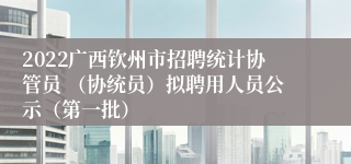 2022广西钦州市招聘统计协管员 （协统员）拟聘用人员公示（第一批）