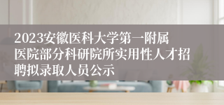 2023安徽医科大学第一附属医院部分科研院所实用性人才招聘拟录取人员公示