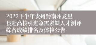 2022下半年贵州黔南州龙里县赴高校引进急需紧缺人才测评综合成绩排名及体检公告