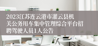 2023江苏连云港市灌云县机关公务用车集中管理综合平台招聘驾驶人员1人公告