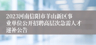 2023河南信阳市羊山新区事业单位公开招聘高层次急需人才递补公告