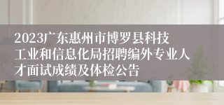 2023广东惠州市博罗县科技工业和信息化局招聘编外专业人才面试成绩及体检公告