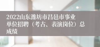 2022山东潍坊市昌邑市事业单位招聘（考古、表演岗位）总成绩