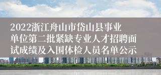 2022浙江舟山市岱山县事业单位第二批紧缺专业人才招聘面试成绩及入围体检人员名单公示