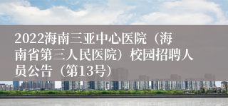 2022海南三亚中心医院（海南省第三人民医院）校园招聘人员公告（第13号）