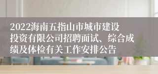 2022海南五指山市城市建设投资有限公司招聘面试、综合成绩及体检有关工作安排公告