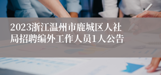 2023浙江温州市鹿城区人社局招聘编外工作人员1人公告