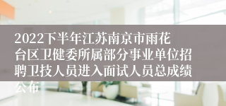 2022下半年江苏南京市雨花台区卫健委所属部分事业单位招聘卫技人员进入面试人员总成绩公布