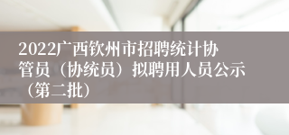 2022广西钦州市招聘统计协管员（协统员）拟聘用人员公示（第二批）