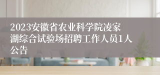 2023安徽省农业科学院凌家湖综合试验场招聘工作人员1人公告