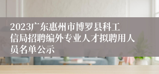 2023广东惠州市博罗县科工信局招聘编外专业人才拟聘用人员名单公示