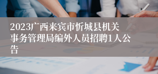 2023广西来宾市忻城县机关事务管理局编外人员招聘1人公告