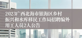 2023广西北海市银海区乡村振兴和水库移民工作局招聘编外用工人员2人公告