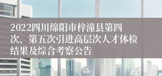 2022四川绵阳市梓潼县第四次、第五次引进高层次人才体检结果及综合考察公告