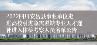 2022四川安岳县事业单位走进高校引进急需紧缺专业人才递补进入体检考察人员名单公告