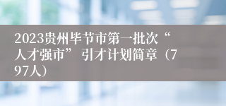 2023贵州毕节市第一批次“人才强市” 引才计划简章（797人）