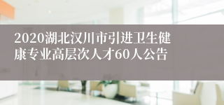 2020湖北汉川市引进卫生健康专业高层次人才60人公告