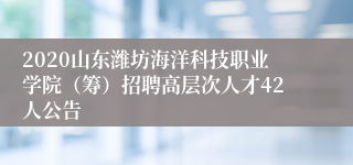 2020山东潍坊海洋科技职业学院（筹）招聘高层次人才42人公告