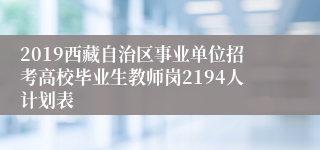2019西藏自治区事业单位招考高校毕业生教师岗2194人计划表