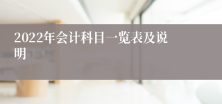 2022年会计科目一览表及说明