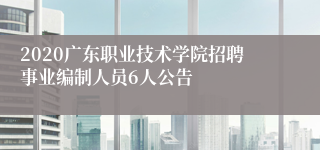 2020广东职业技术学院招聘事业编制人员6人公告