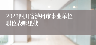 2022四川省泸州市事业单位职位表哪里找