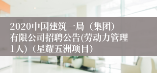 2020中国建筑一局（集团）有限公司招聘公告(劳动力管理1人)（星耀五洲项目）