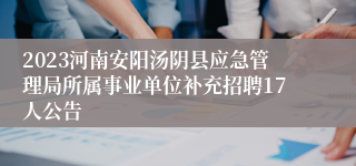 2023河南安阳汤阴县应急管理局所属事业单位补充招聘17人公告