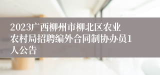 2023广西柳州市柳北区农业农村局招聘编外合同制协办员1人公告