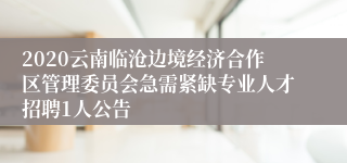 2020云南临沧边境经济合作区管理委员会急需紧缺专业人才招聘1人公告