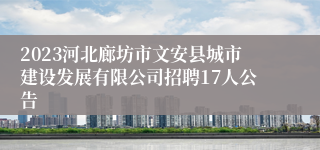 2023河北廊坊市文安县城市建设发展有限公司招聘17人公告